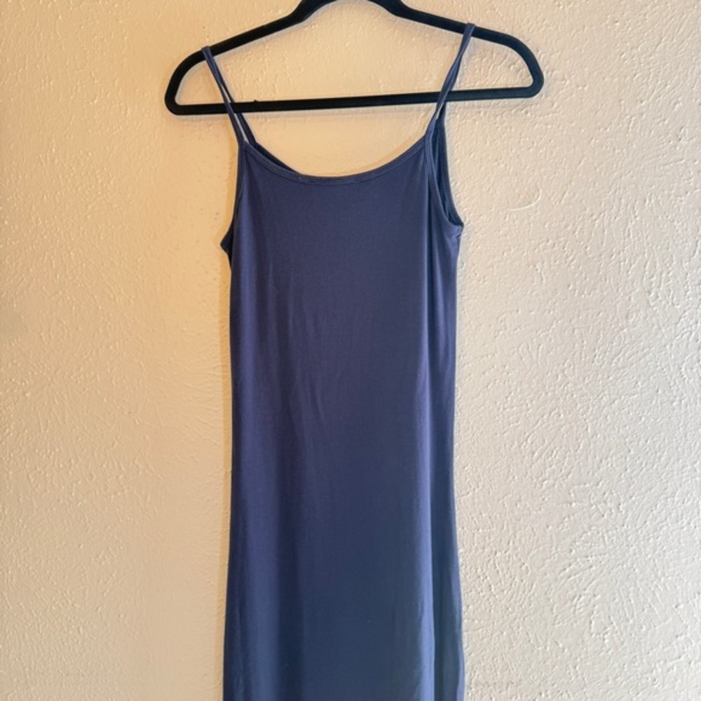 Brandy Melville Maxi Dress Clean Girl Minimalist Spaghetti Strap Navy Blue OS